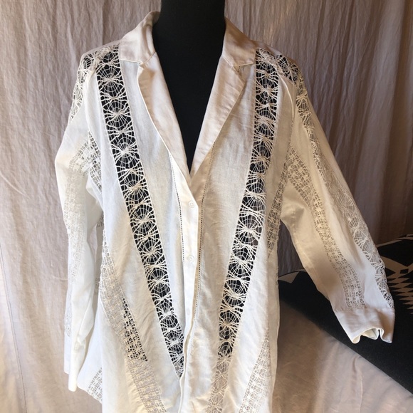 Free People Tops - NWT Free People cotton and linen lace tunic oversized v neck size S